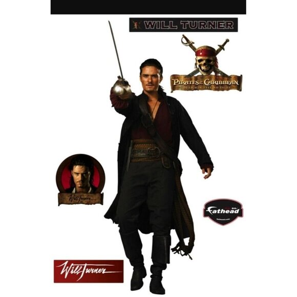 New Real Big Fathead Will Turner Pirates Of The Caribbean Wall Stickers - Picture 1 of 4